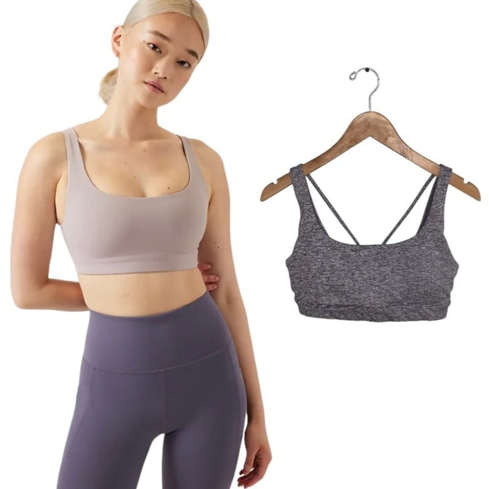 Athleta Exhale Bra Women’s Size Small Taupe Grey Heathered A-C Cup